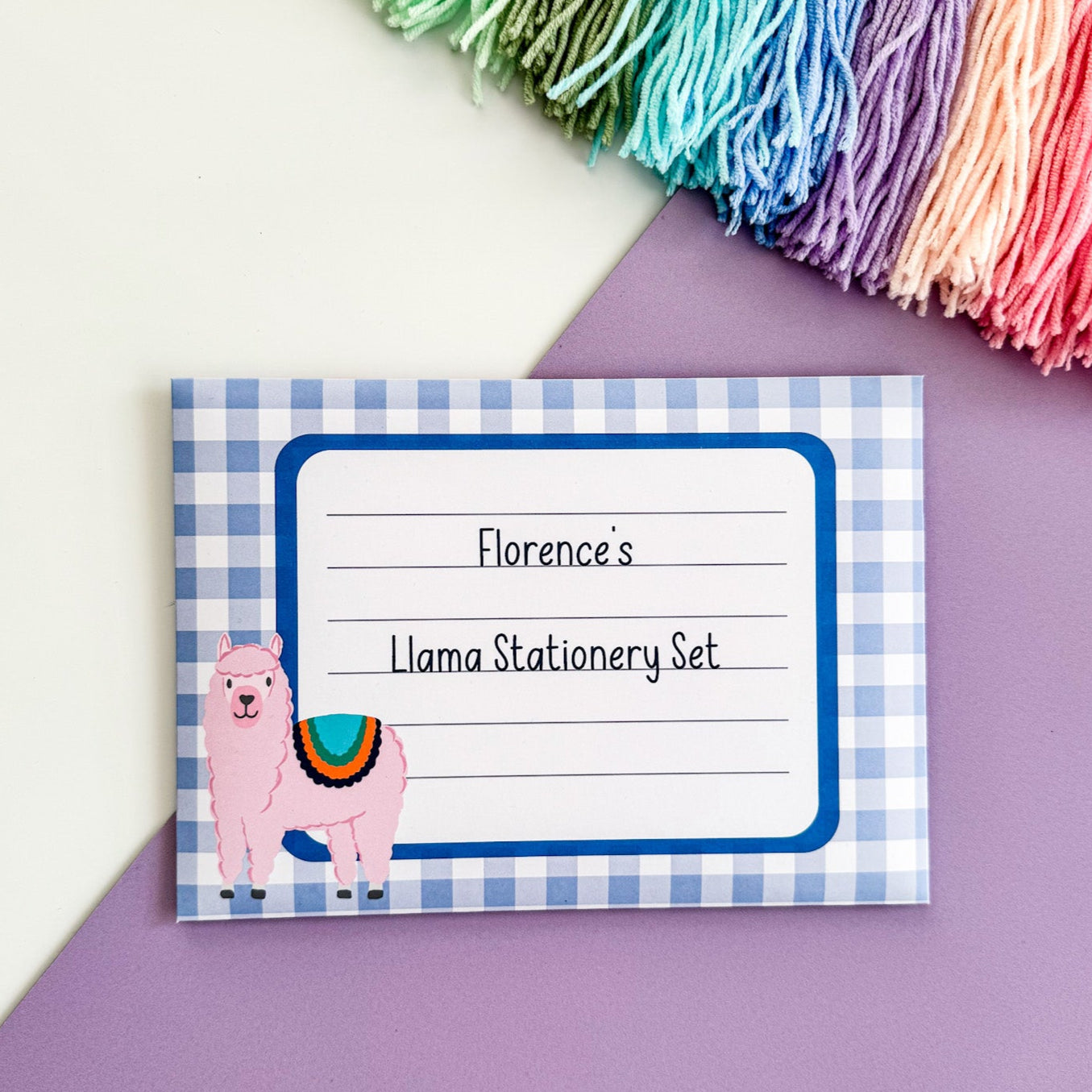 Creative gift idea showcasing the Llama stationery writing set by Dolly and Fred