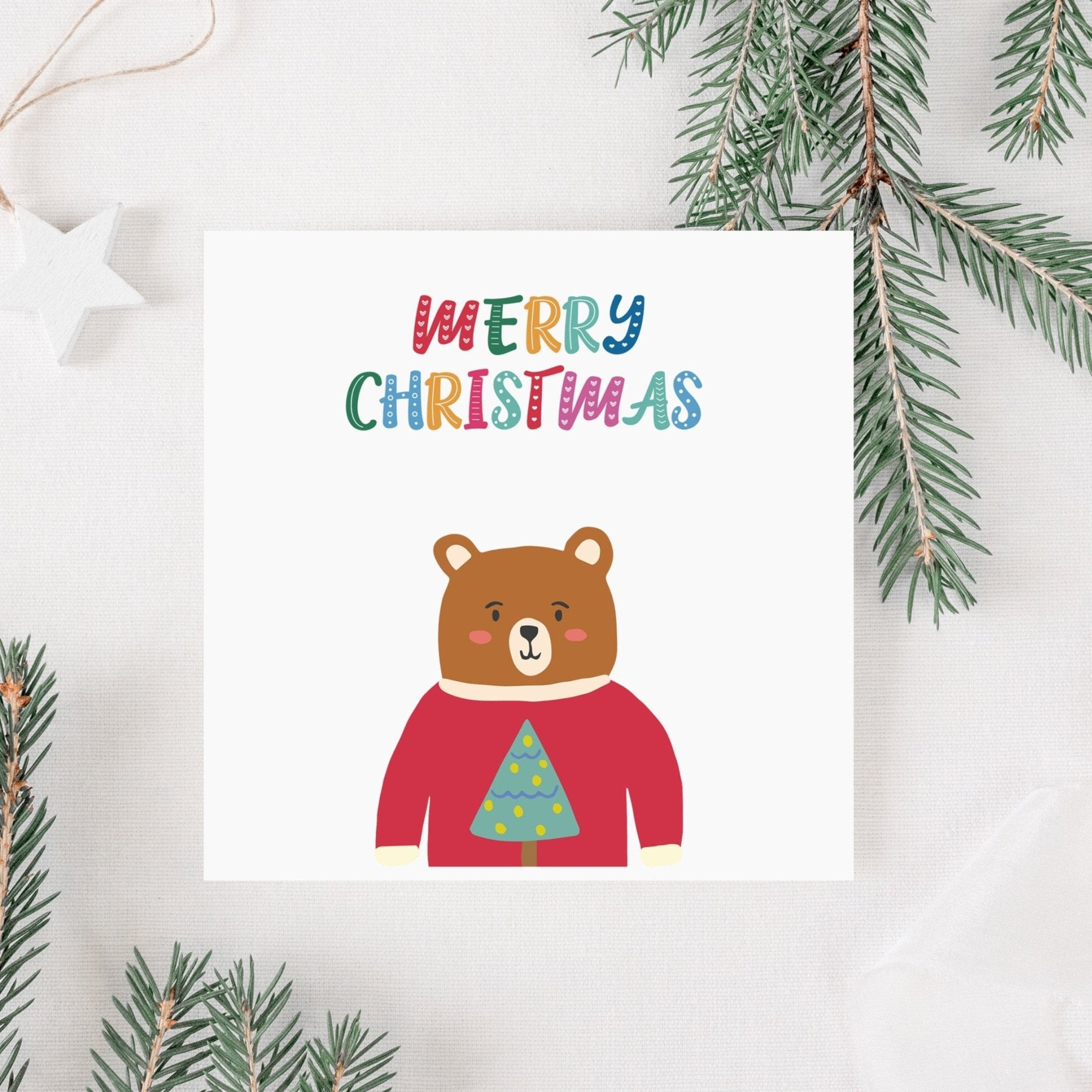 Bright Bear Christmas Card - Dolly and Fred Designs