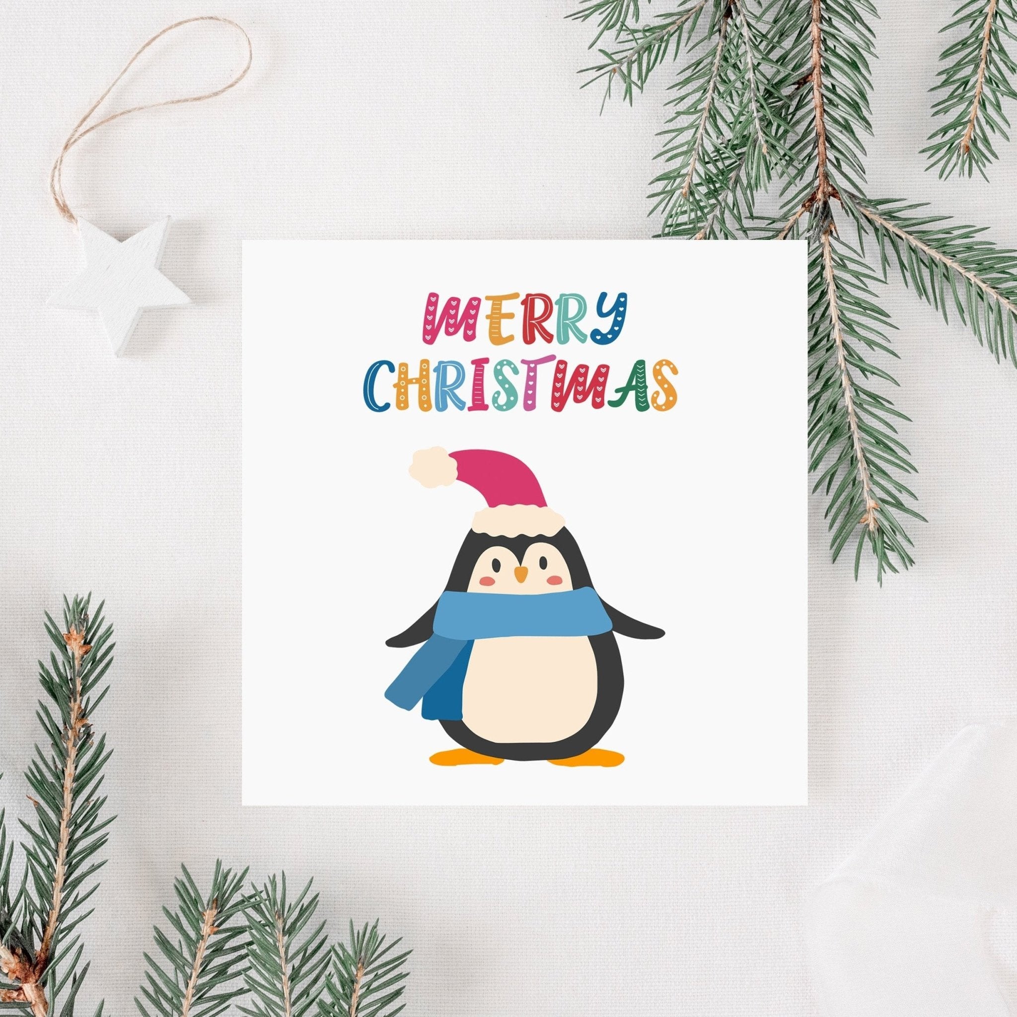 Bright Penguin Christmas Card - Dolly and Fred Designs