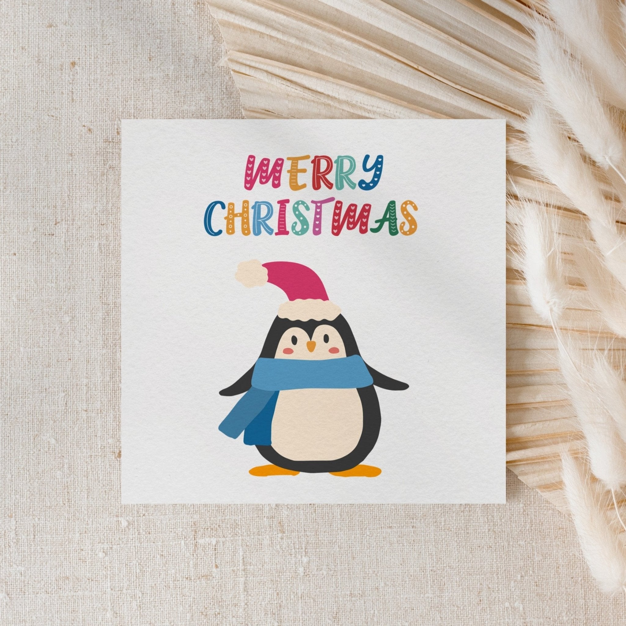 Bright Penguin Christmas Card - Dolly and Fred Designs