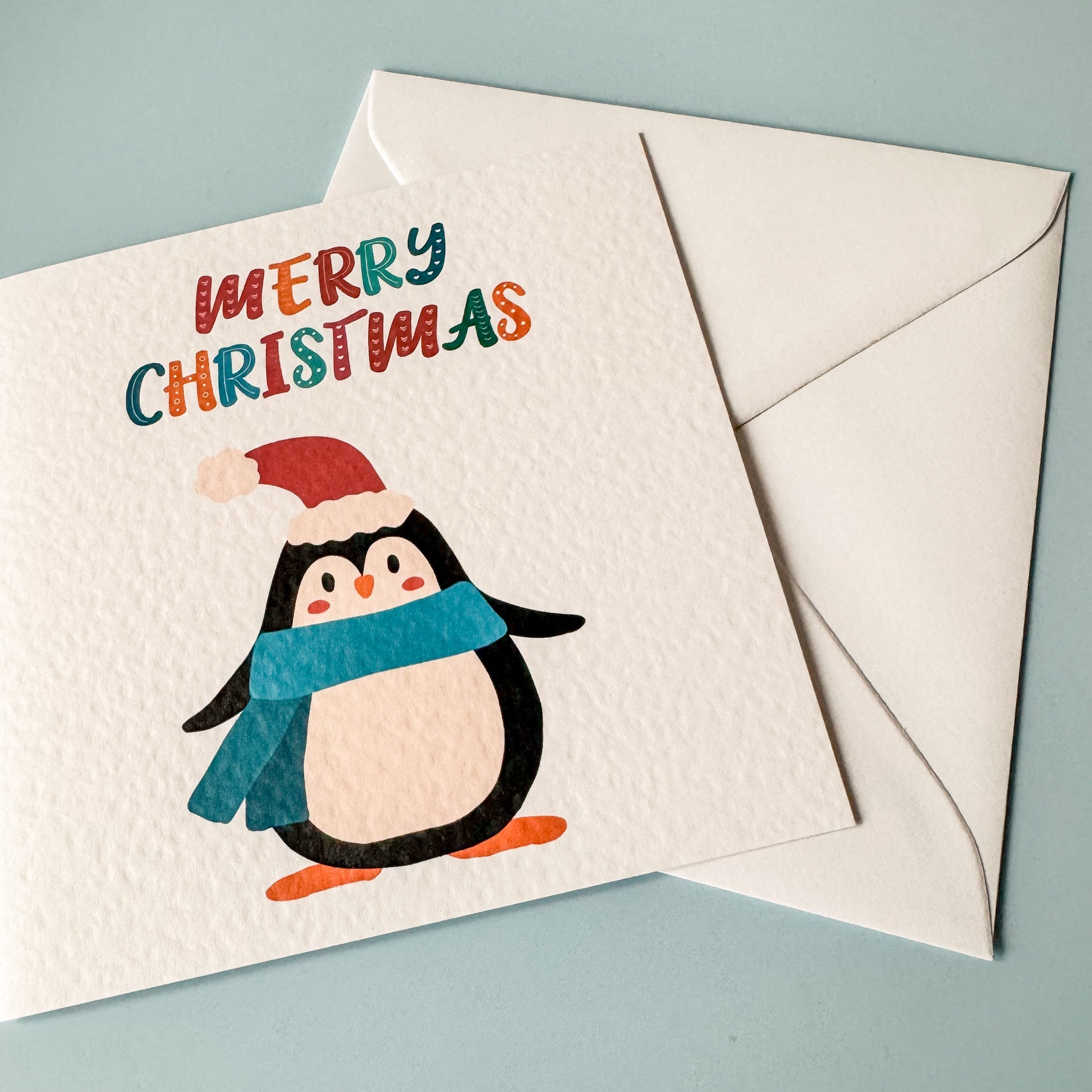 Bright Penguin Christmas Card - Dolly and Fred Designs