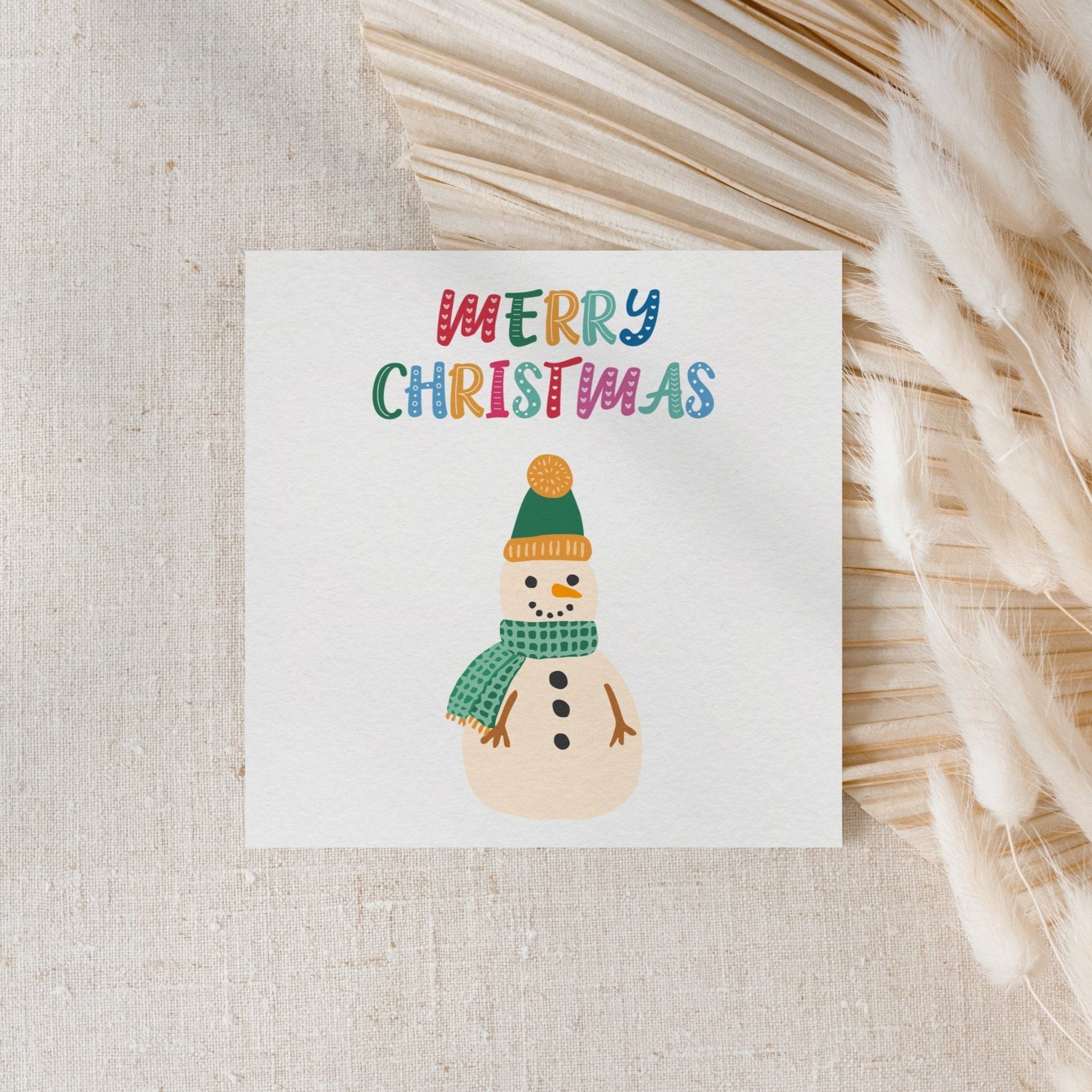 Bright Snowman Christmas Card - Dolly and Fred Designs