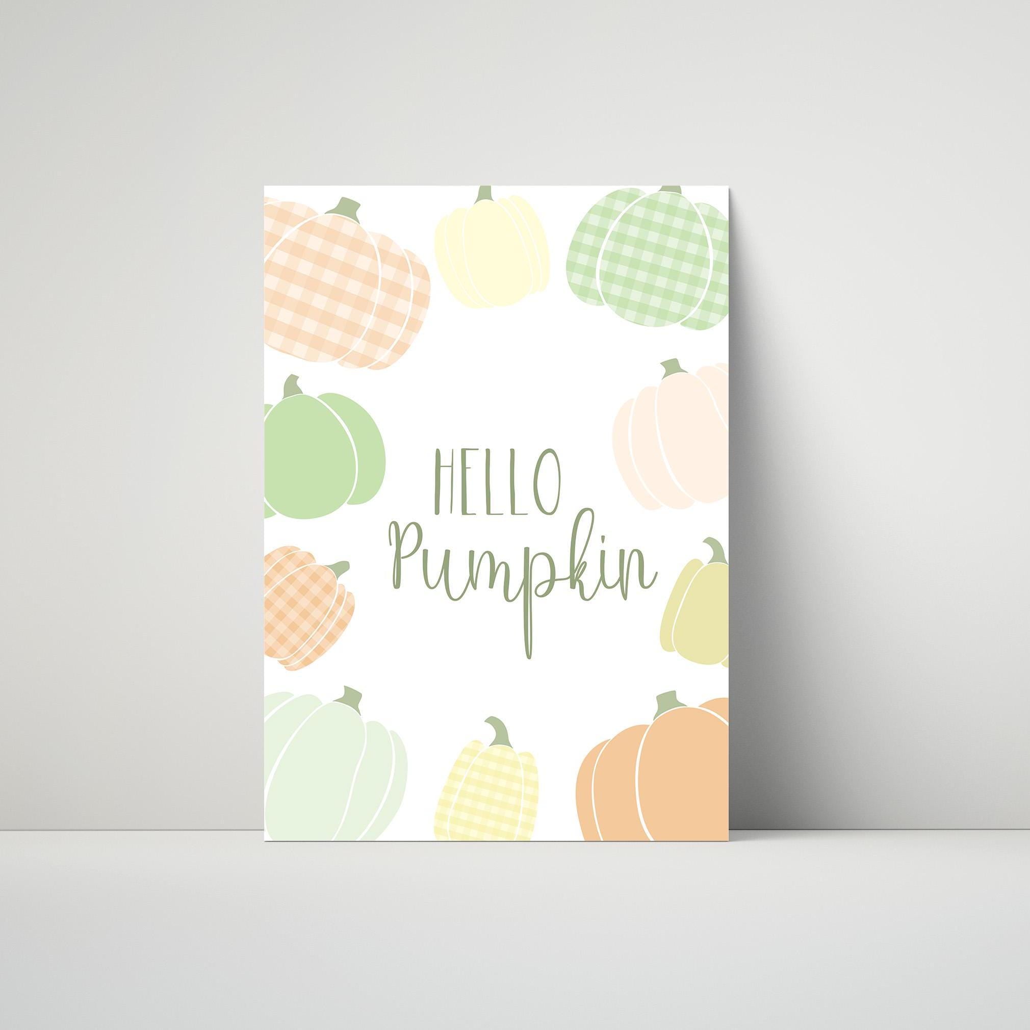 Cosy Hello Pumpkin Print - Dolly and Fred Designs