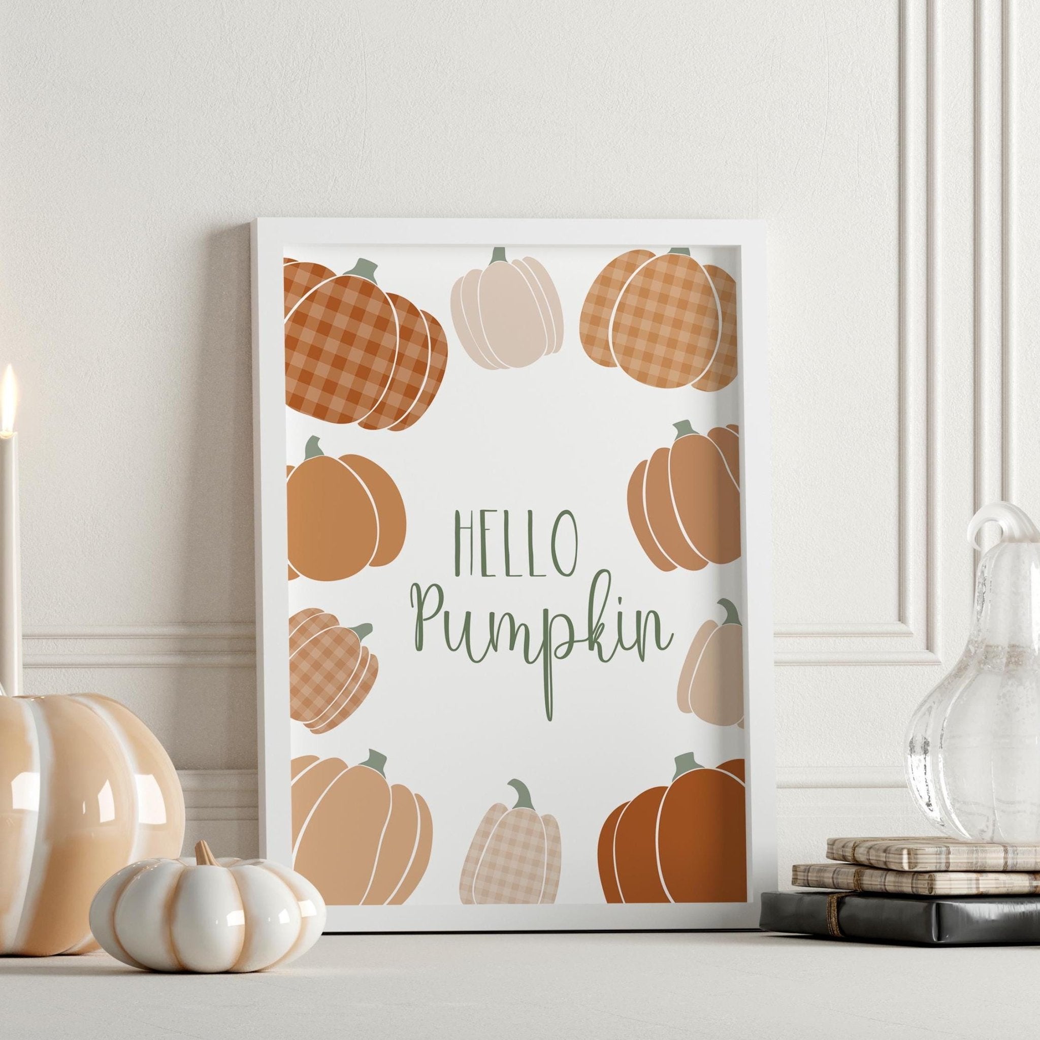 Cosy Hello Pumpkin Print - Dolly and Fred Designs