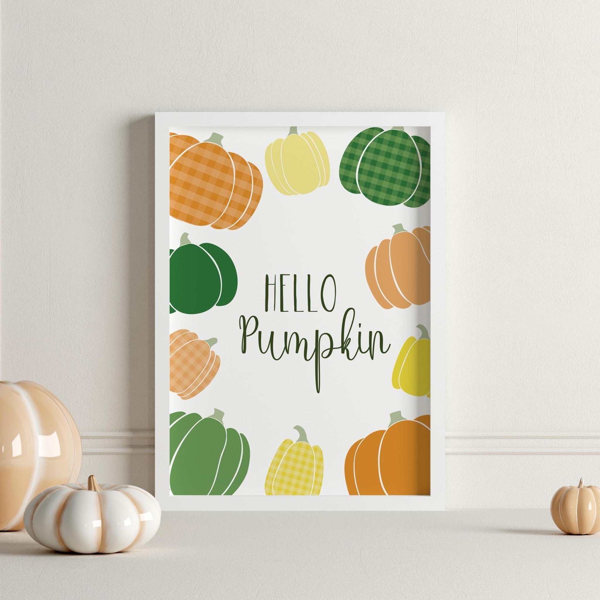 Cosy Hello Pumpkin Print - Dolly and Fred Designs