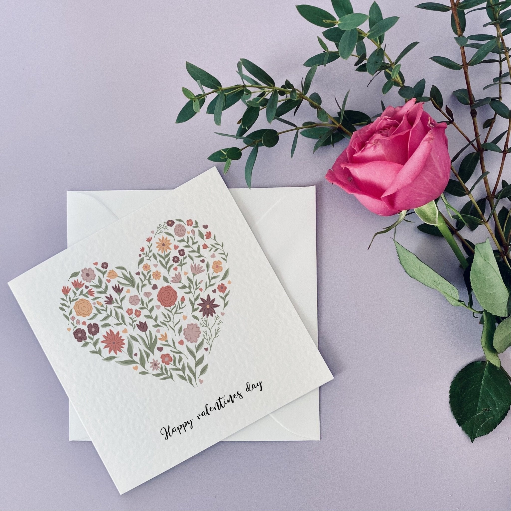 Floral heart valentines day card - Dolly and Fred Designs