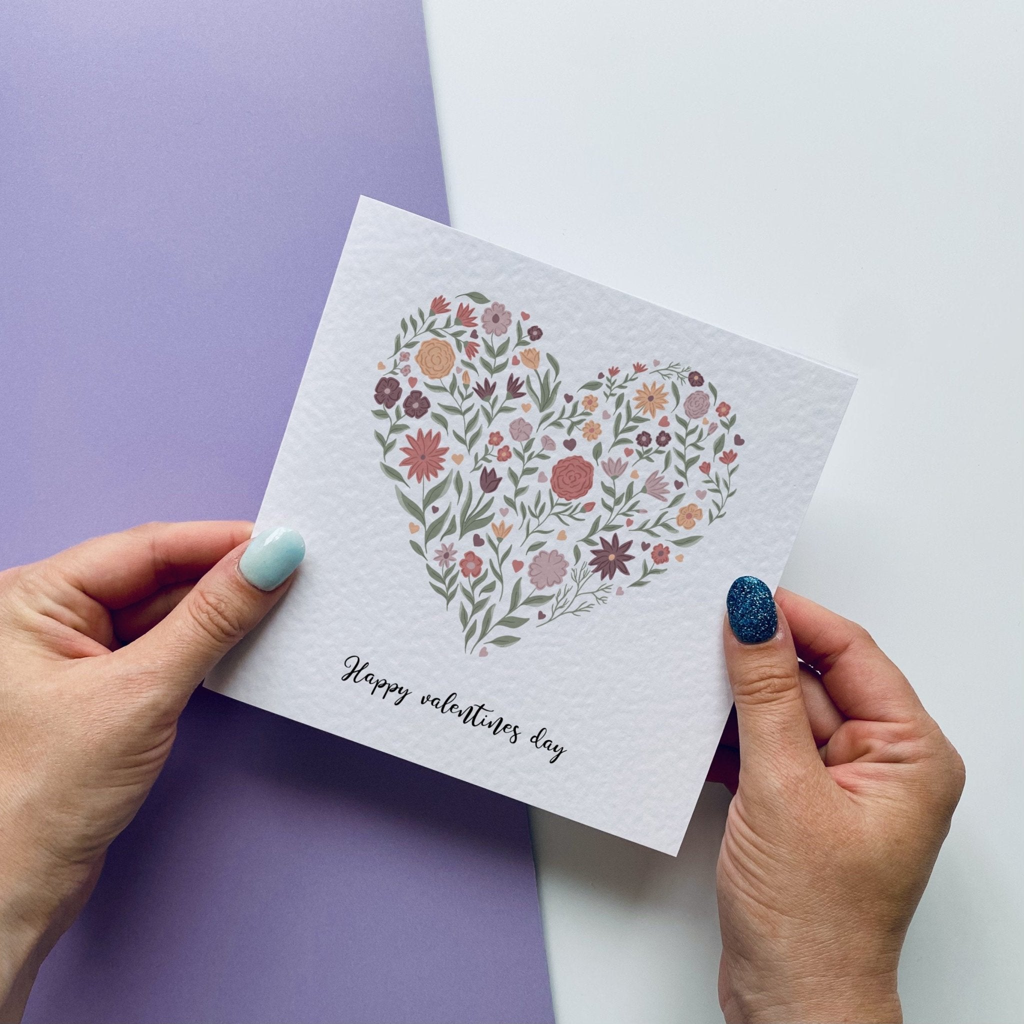 Floral heart valentines day card - Dolly and Fred Designs