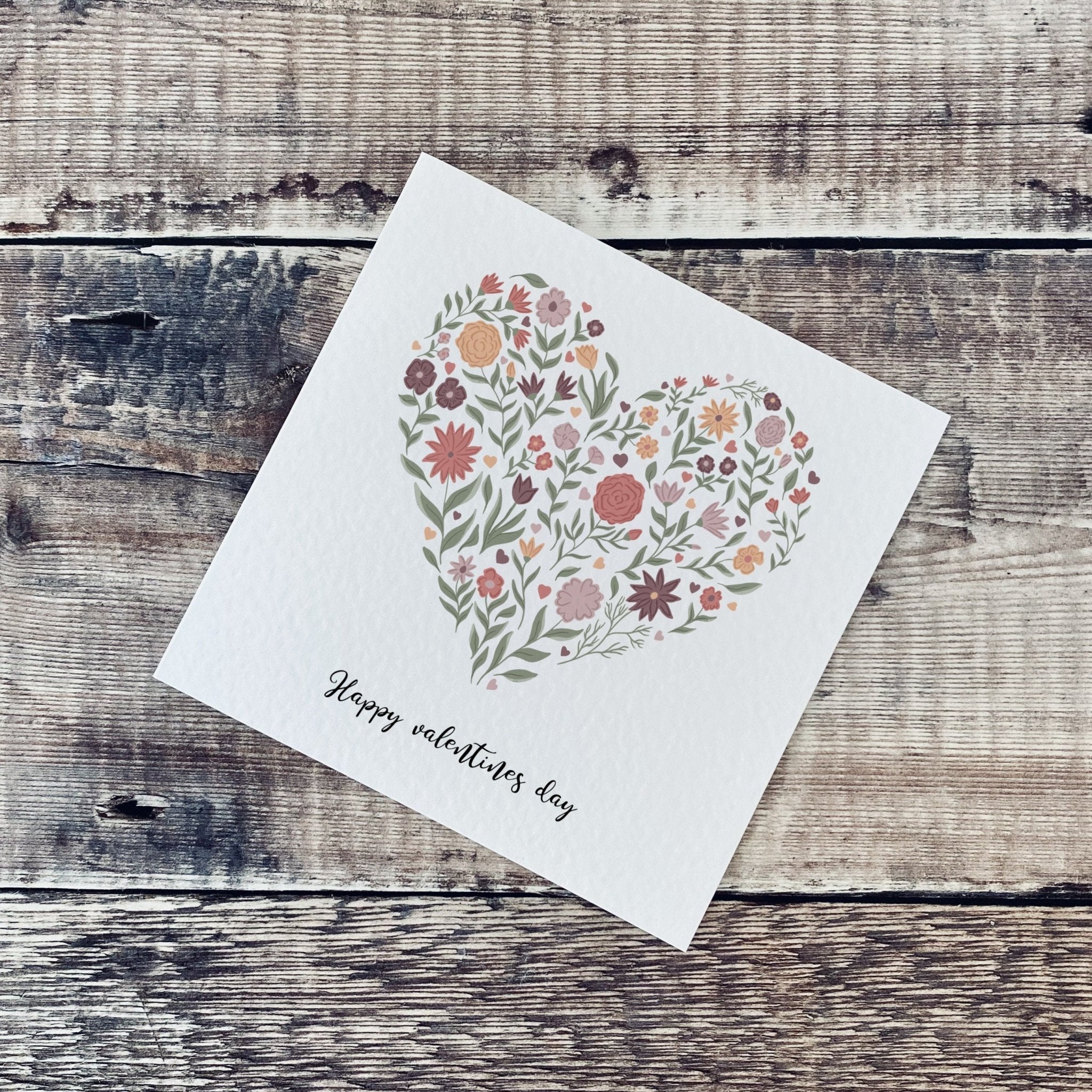 Floral heart valentines day card - Dolly and Fred Designs