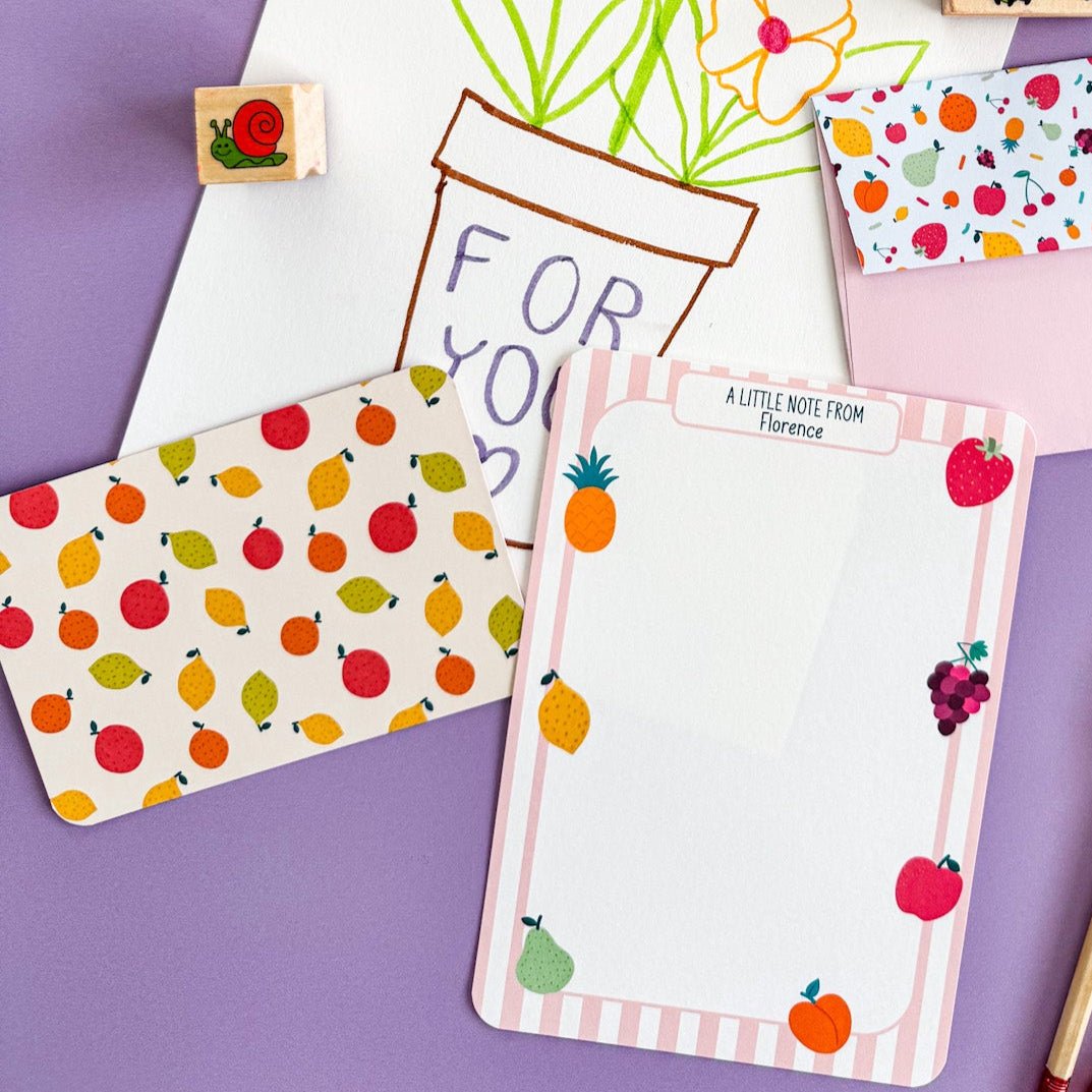 Fun Fruit Writing Set for Kids - Dolly and Fred Designs