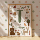 Neutral Woodland Animal Nursery Name Print - Dolly and Fred Designs