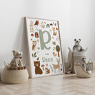 Neutral Woodland Animal Nursery Name Print - Dolly and Fred Designs