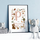 Neutral Woodland Animal Nursery Name Print - Dolly and Fred Designs