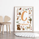 Neutral Woodland Animal Nursery Name Print - Dolly and Fred Designs