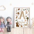 Neutral Woodland Animal Nursery Name Print - Dolly and Fred Designs