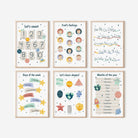 Pastel Educational Space Prints Set of 6 - Dolly and Fred Designs