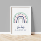 Pastel Rainbow Print with Birth Details - Dolly and Fred Designs