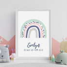 Pastel Rainbow Print with Birth Details - Dolly and Fred Designs