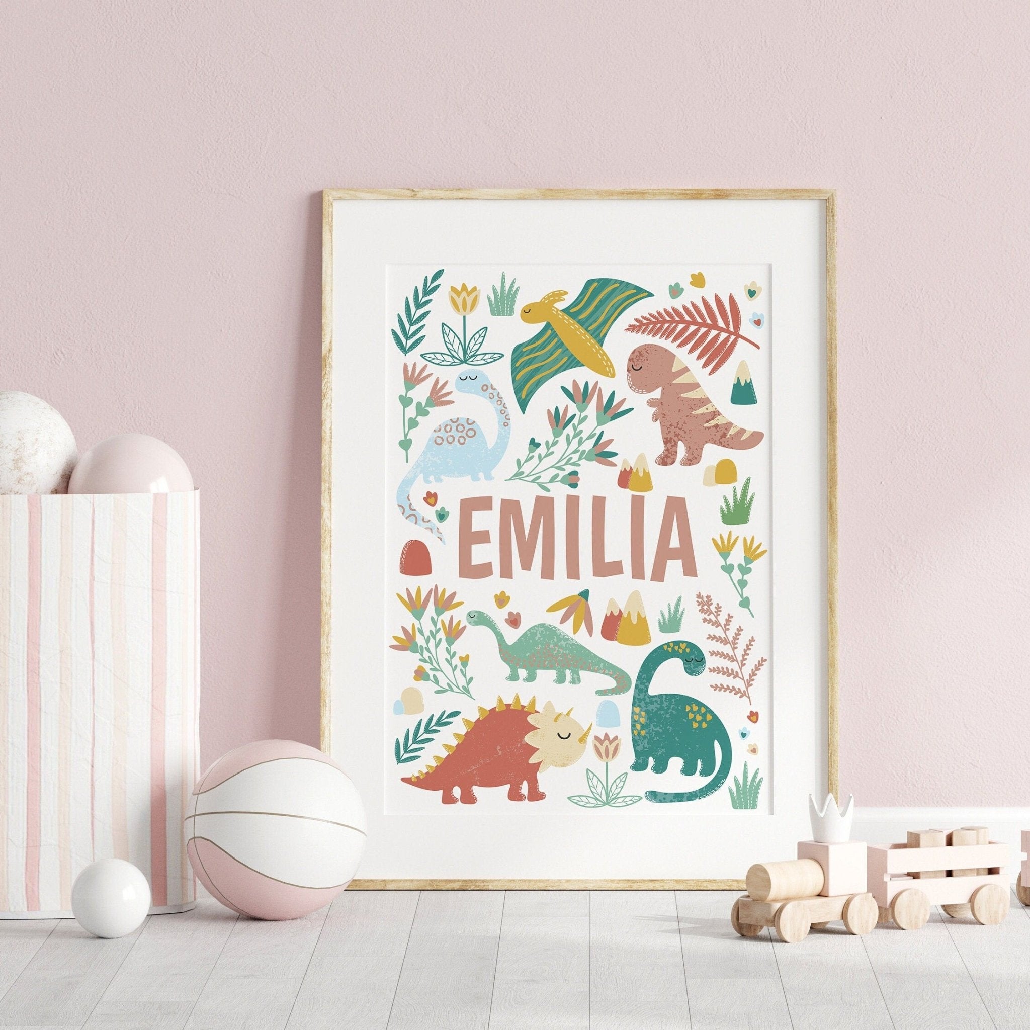 Personalised neutral dinosaur print set - Dolly and Fred Designs