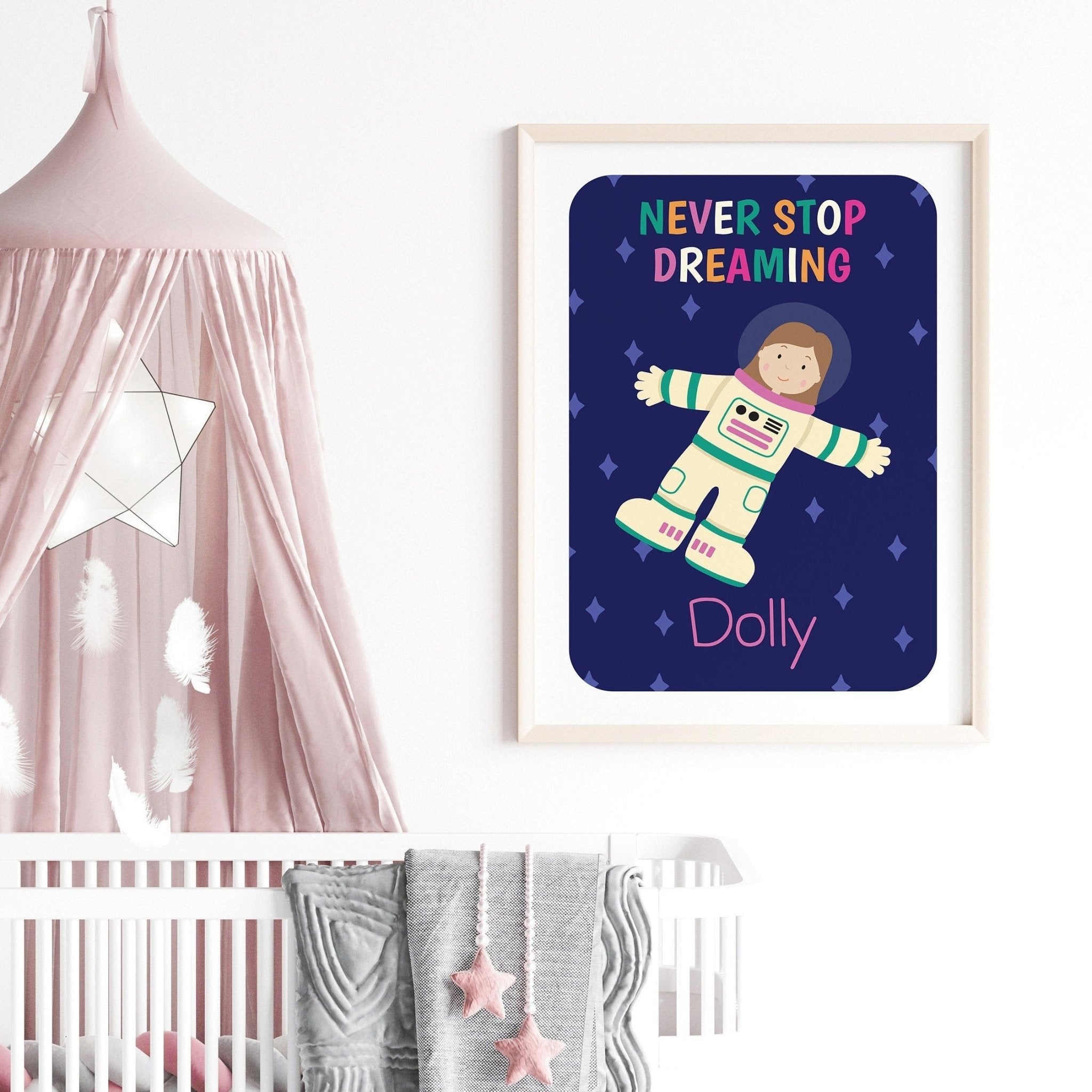 Personalised pink space print set - Dolly and Fred Designs