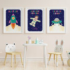 Personalised pink space print set - Dolly and Fred Designs