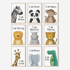 Personalised Safari Affirmation Nursery Print Set of 3 - Dolly and Fred Designs