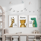 Personalised Safari Affirmation Nursery Print Set of 3 - Dolly and Fred Designs