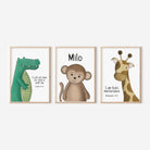 Personalised Safari Bible Verse Prints, Set of 3 - Dolly and Fred Designs