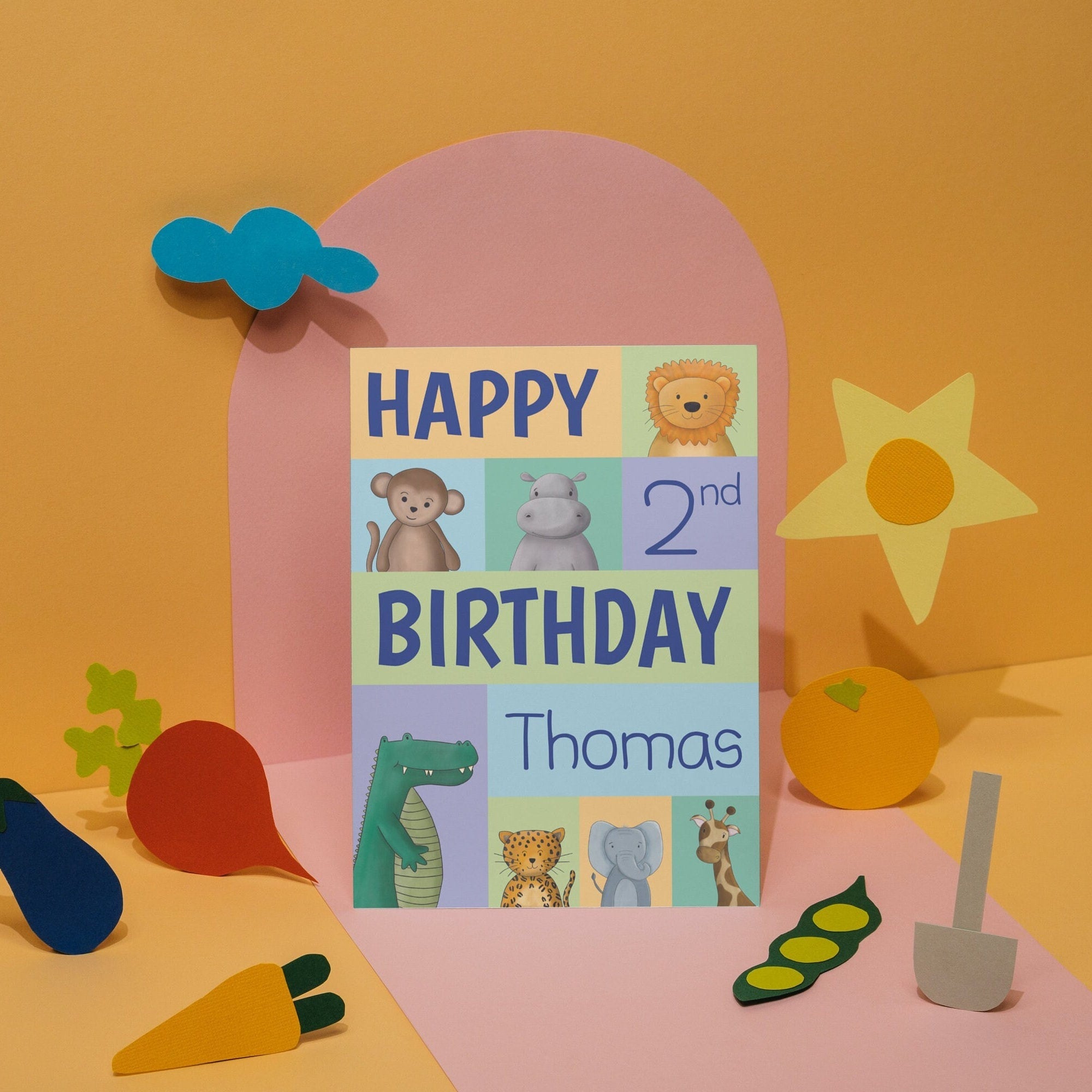 Personalised Safari Birthday Card - Dolly and Fred Designs