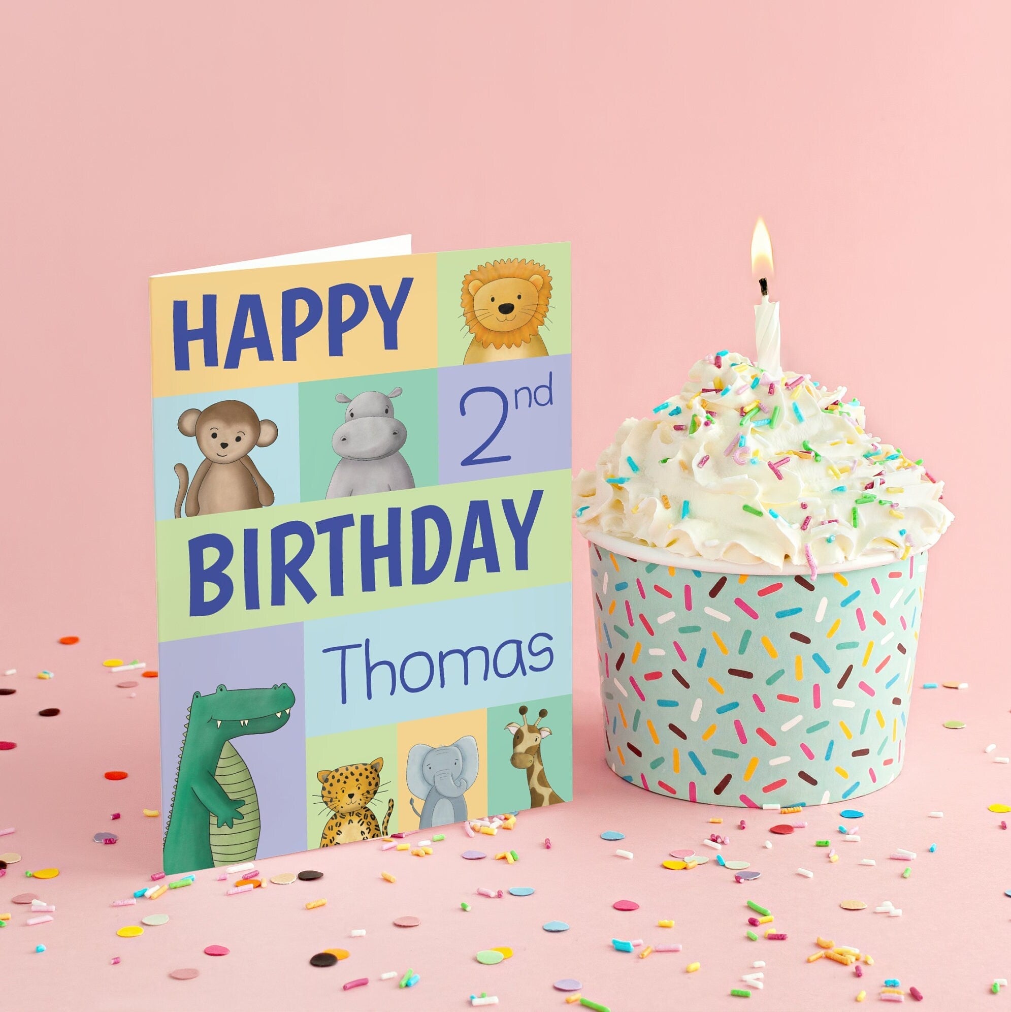 Personalised Safari Birthday Card - Dolly and Fred Designs