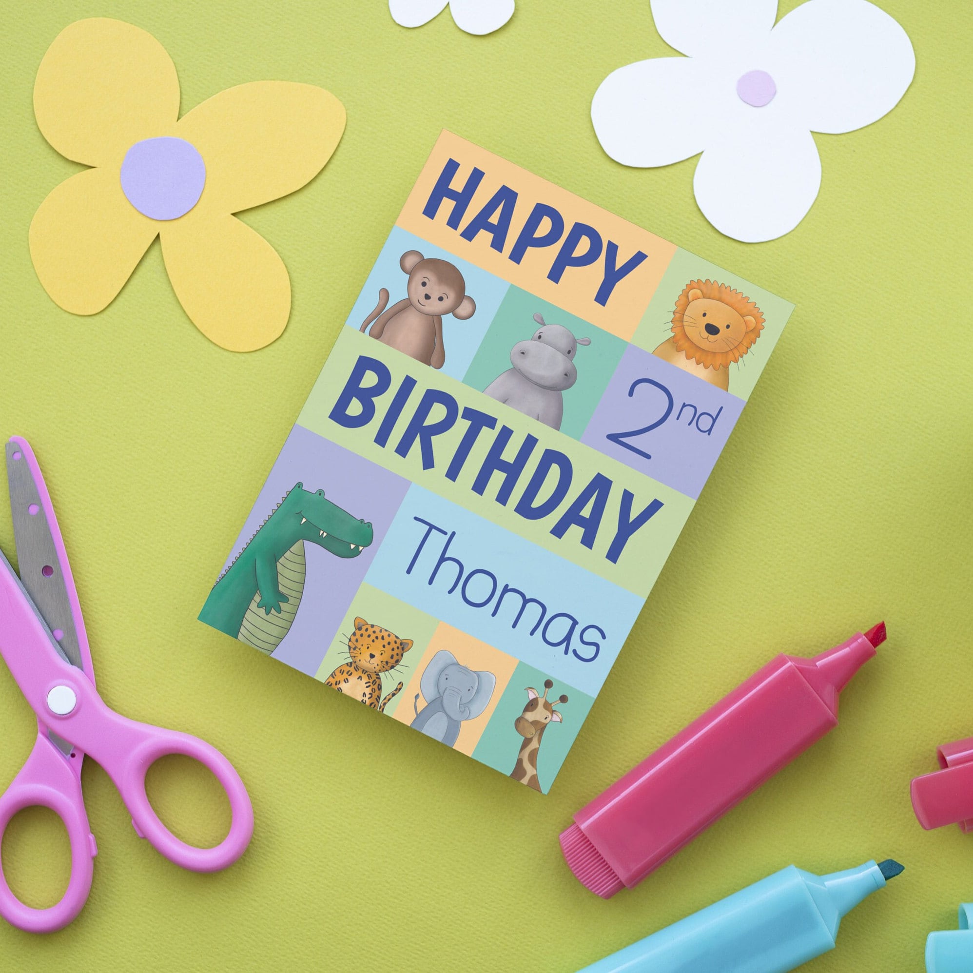 Personalised Safari Birthday Card - Dolly and Fred Designs