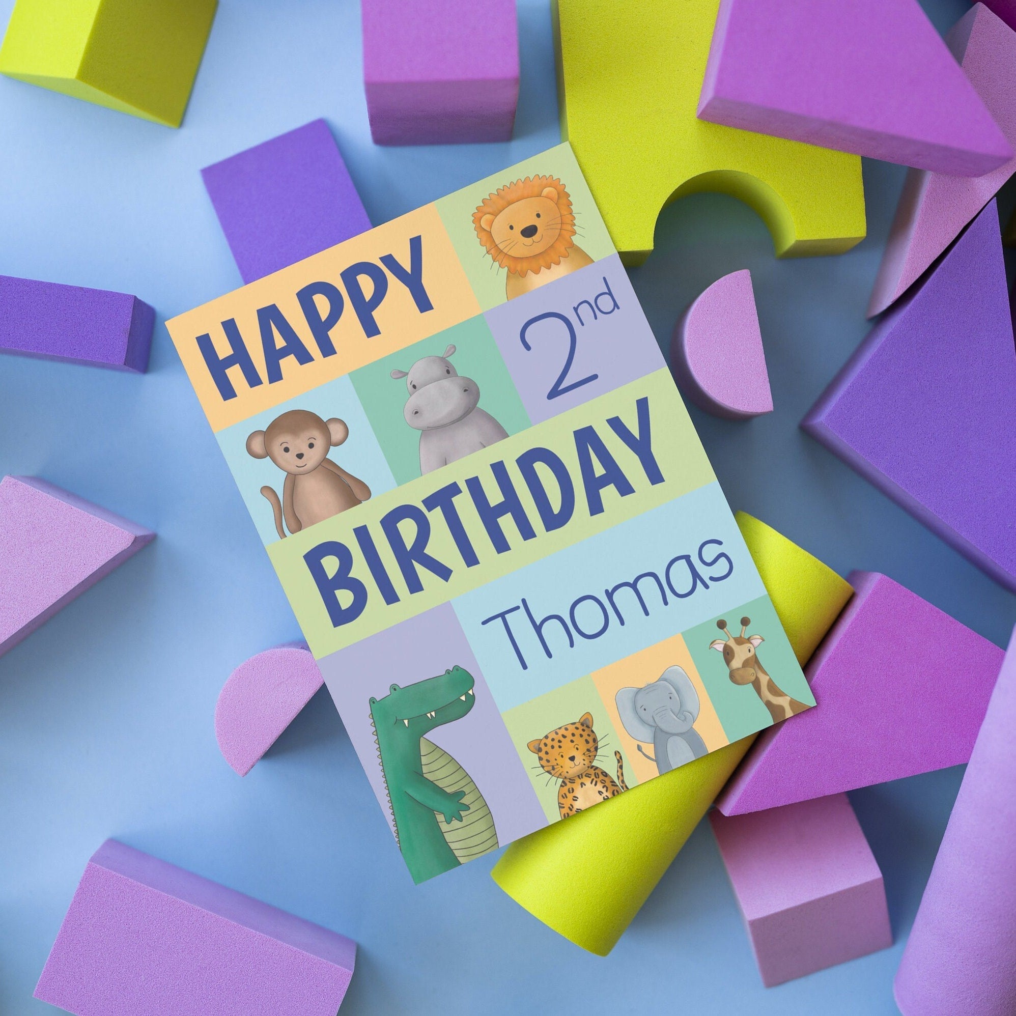 Personalised Safari Birthday Card - Dolly and Fred Designs