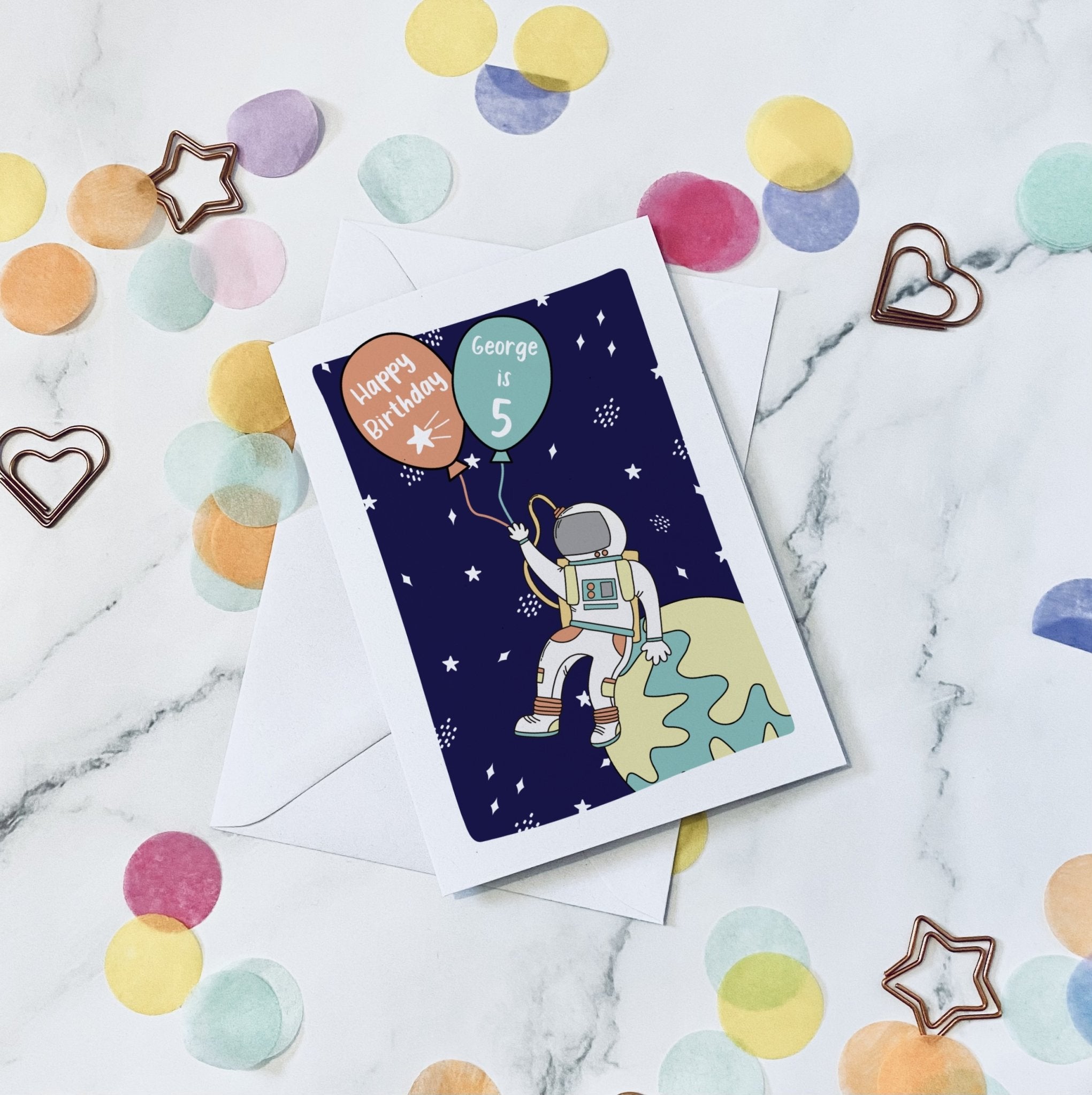 Personalised space birthday card - Dolly and Fred Designs