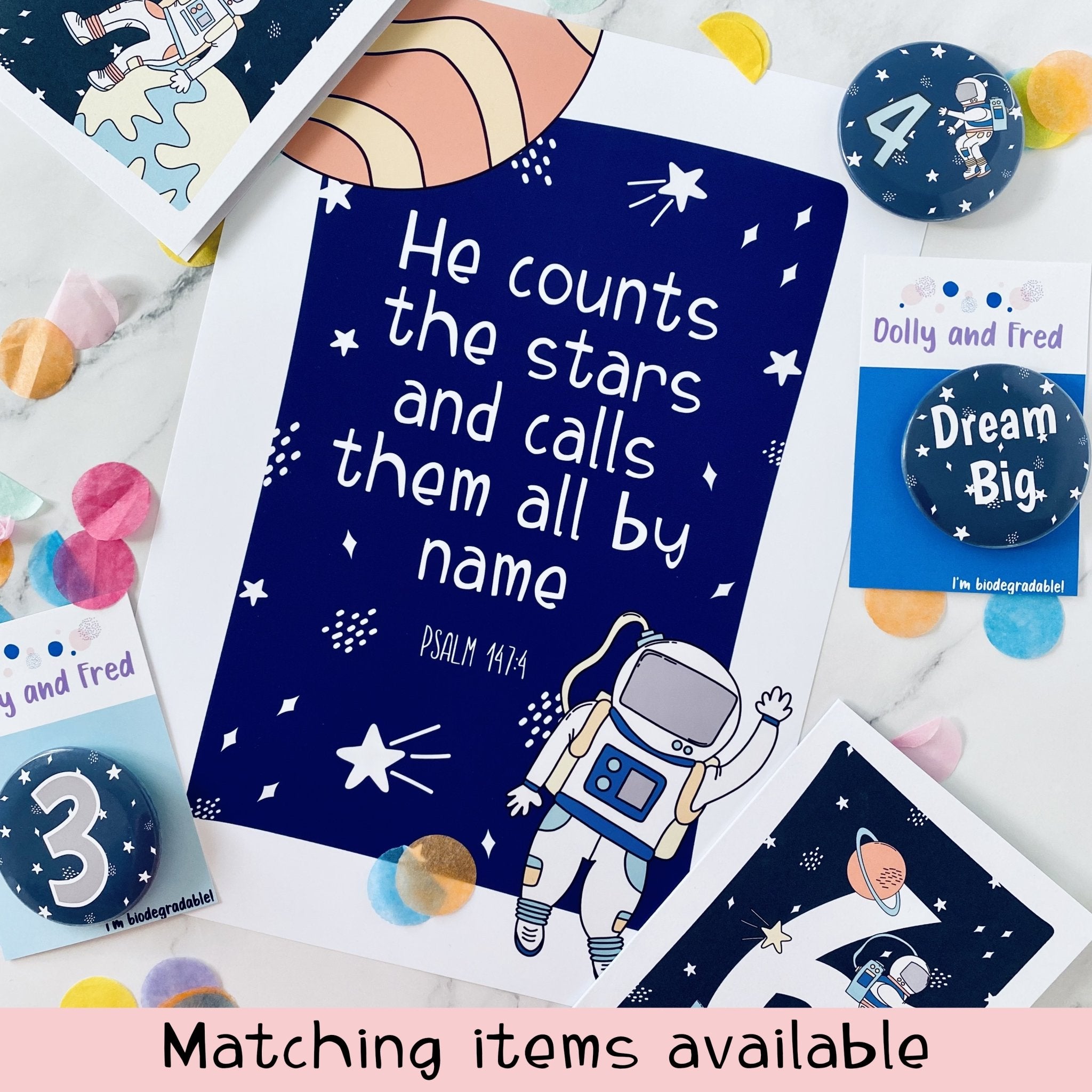 Personalised Space Print Set - Dolly and Fred Designs