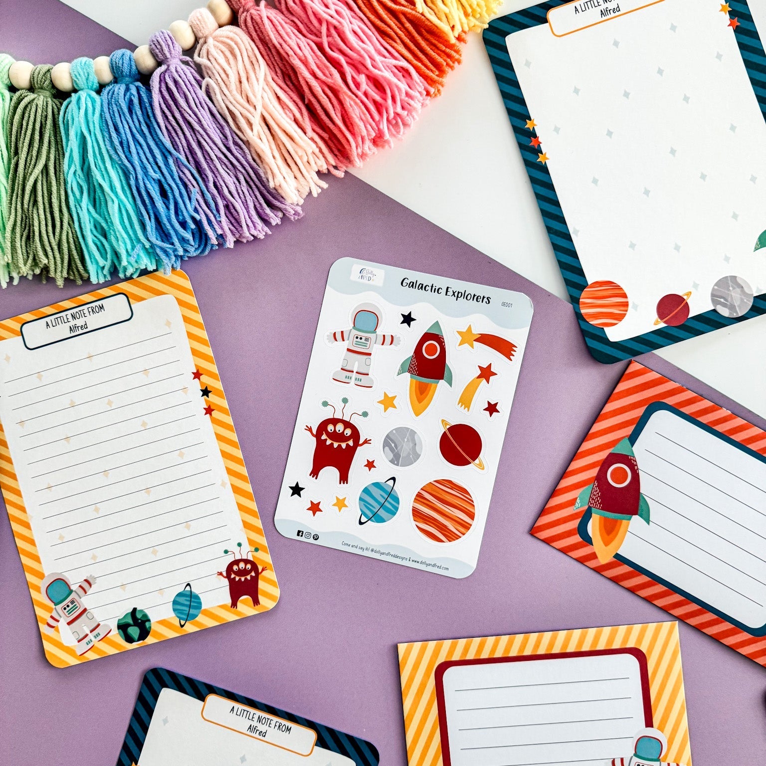 Personalised Space Writing Set for Kids – Fun Stationery Gift - Dolly and Fred Designs