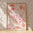 Pink and Peach Sea Animal Name Print Set - Dolly and Fred Designs