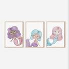 Pink and purple mermaid nursery print set - Dolly and Fred Designs