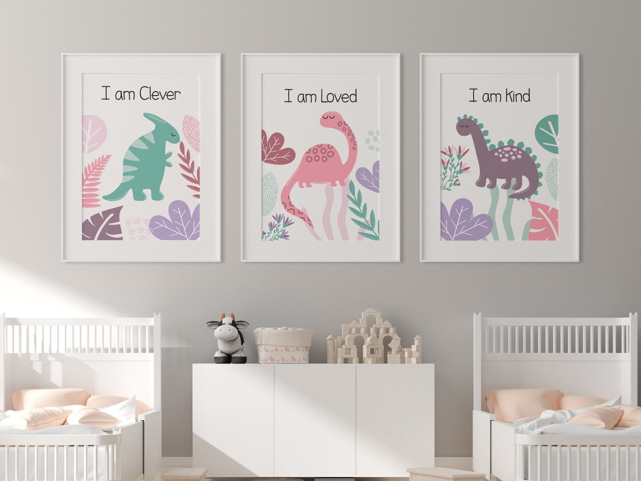 Pink Dinosaur Affirmation prints - Dolly and Fred Designs