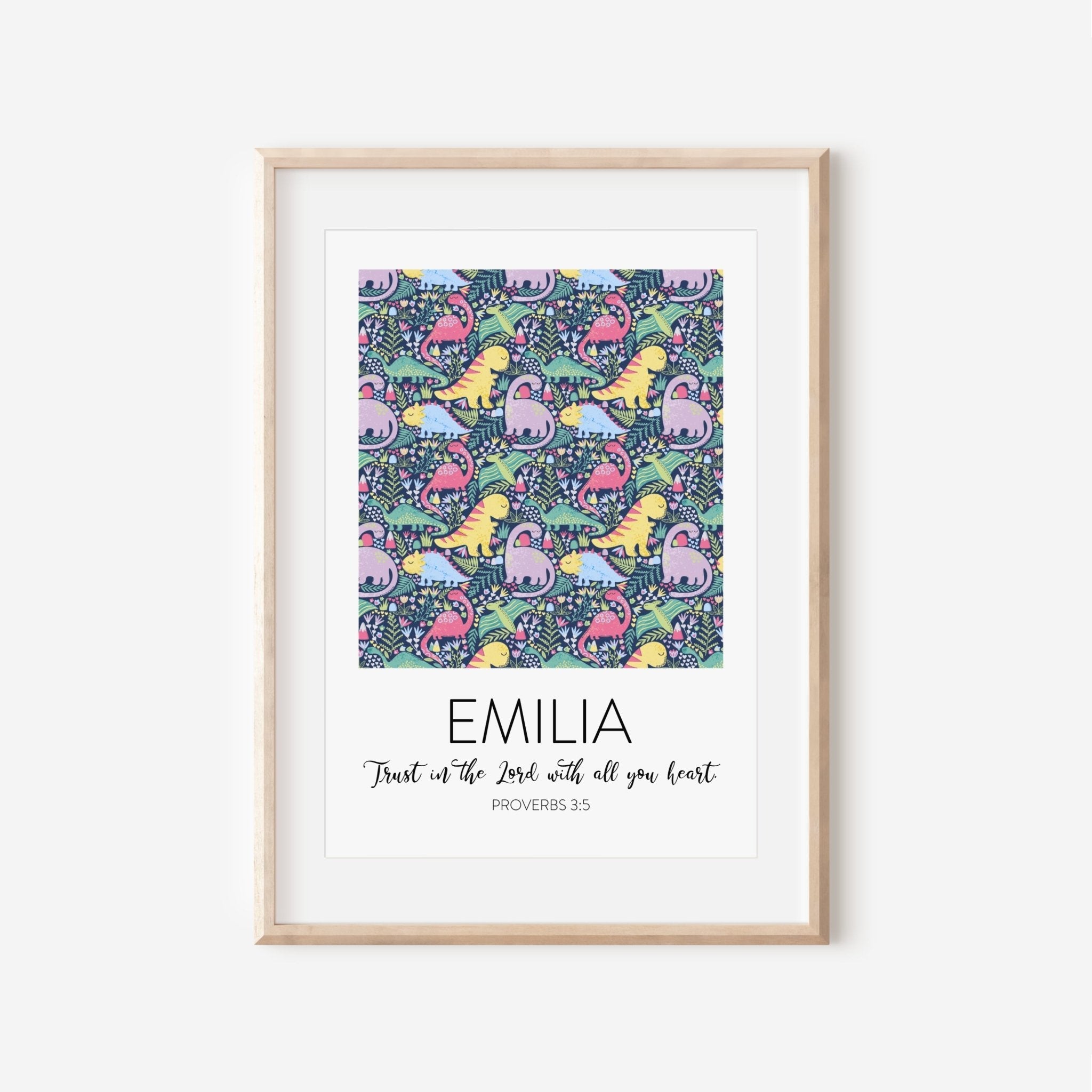 Pink Dinosaur Bible Verse Print - Dolly and Fred Designs