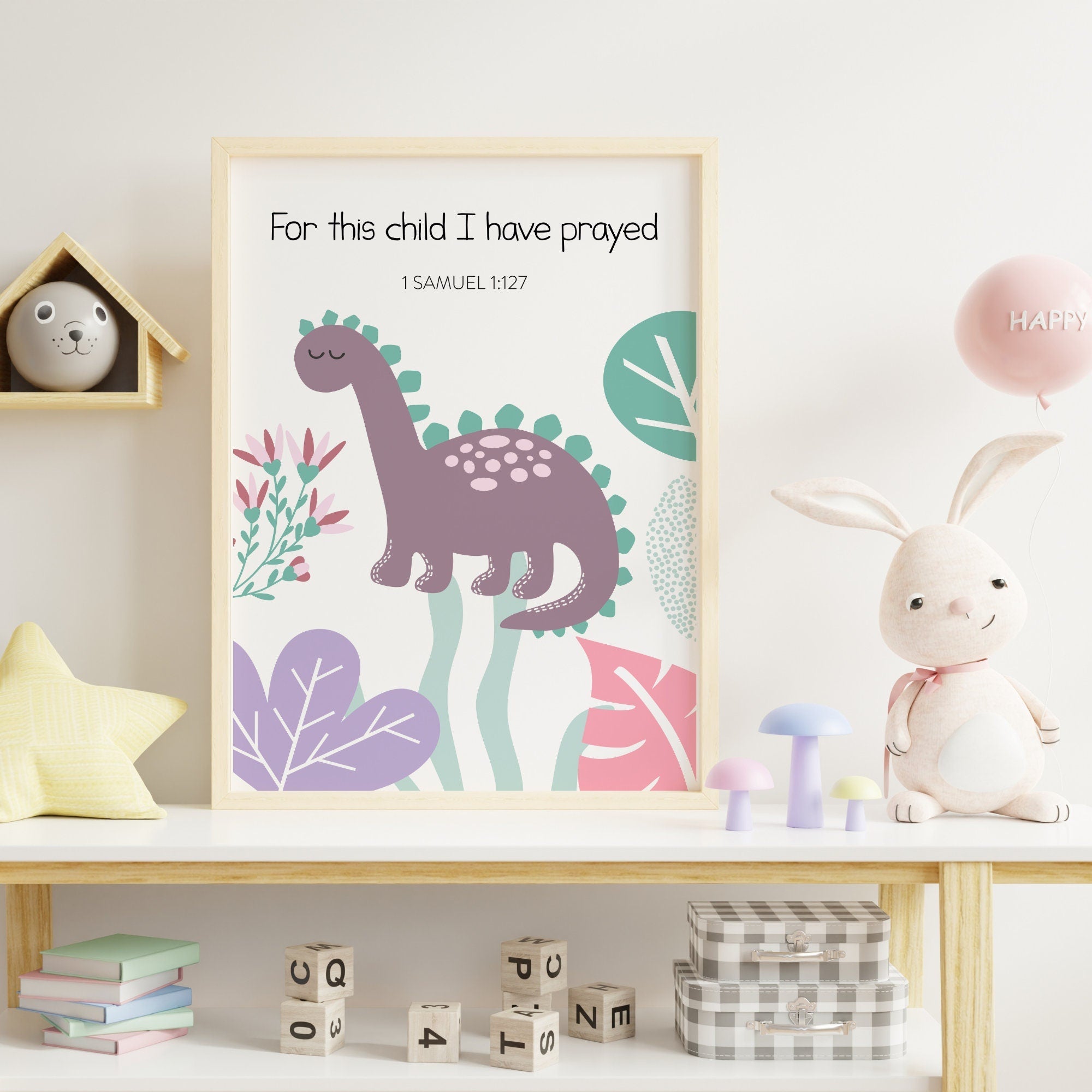 Pink Dinosaur Christian Verse Prints - Dolly and Fred Designs