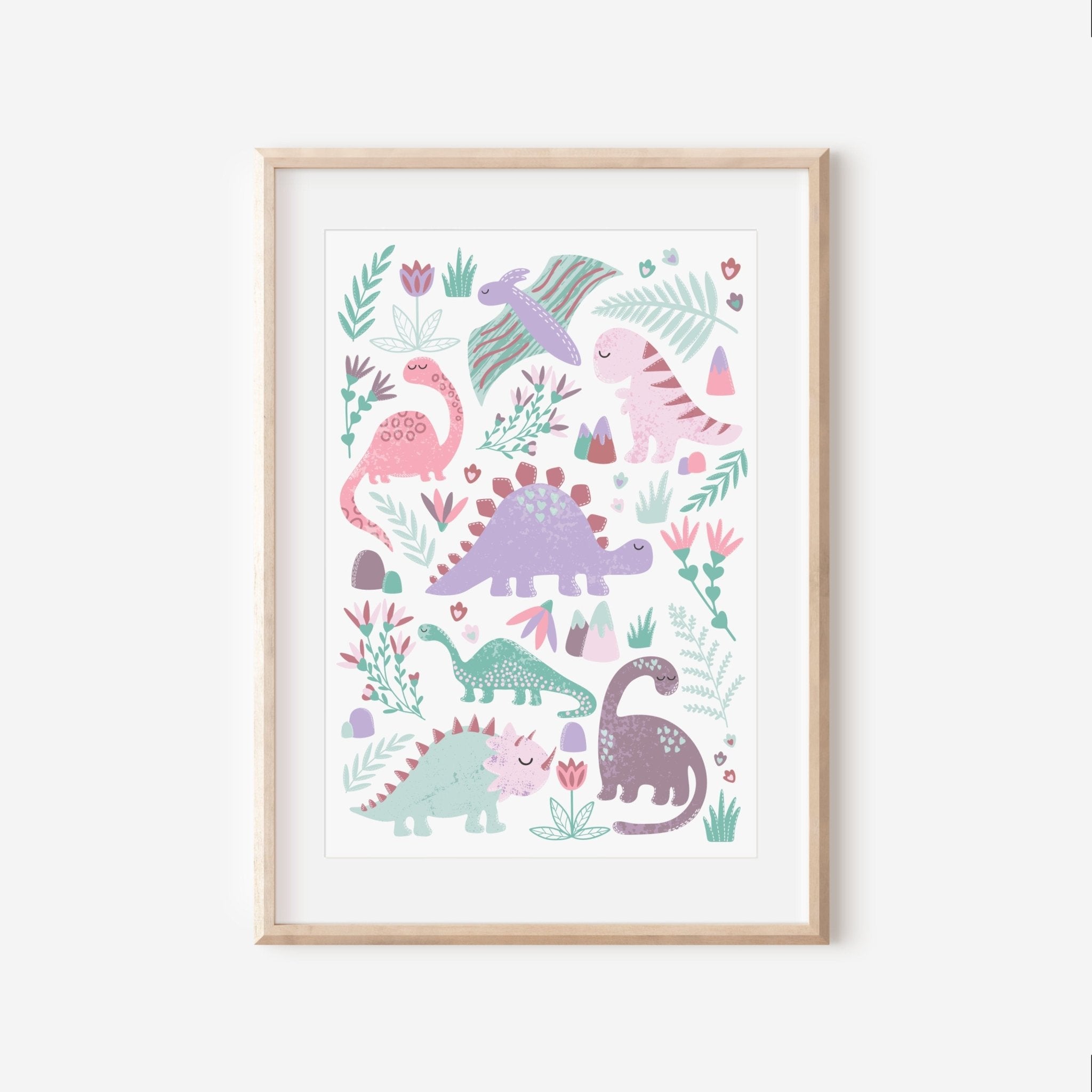 Pink Dinosaur Nursery Print - Dolly and Fred Designs