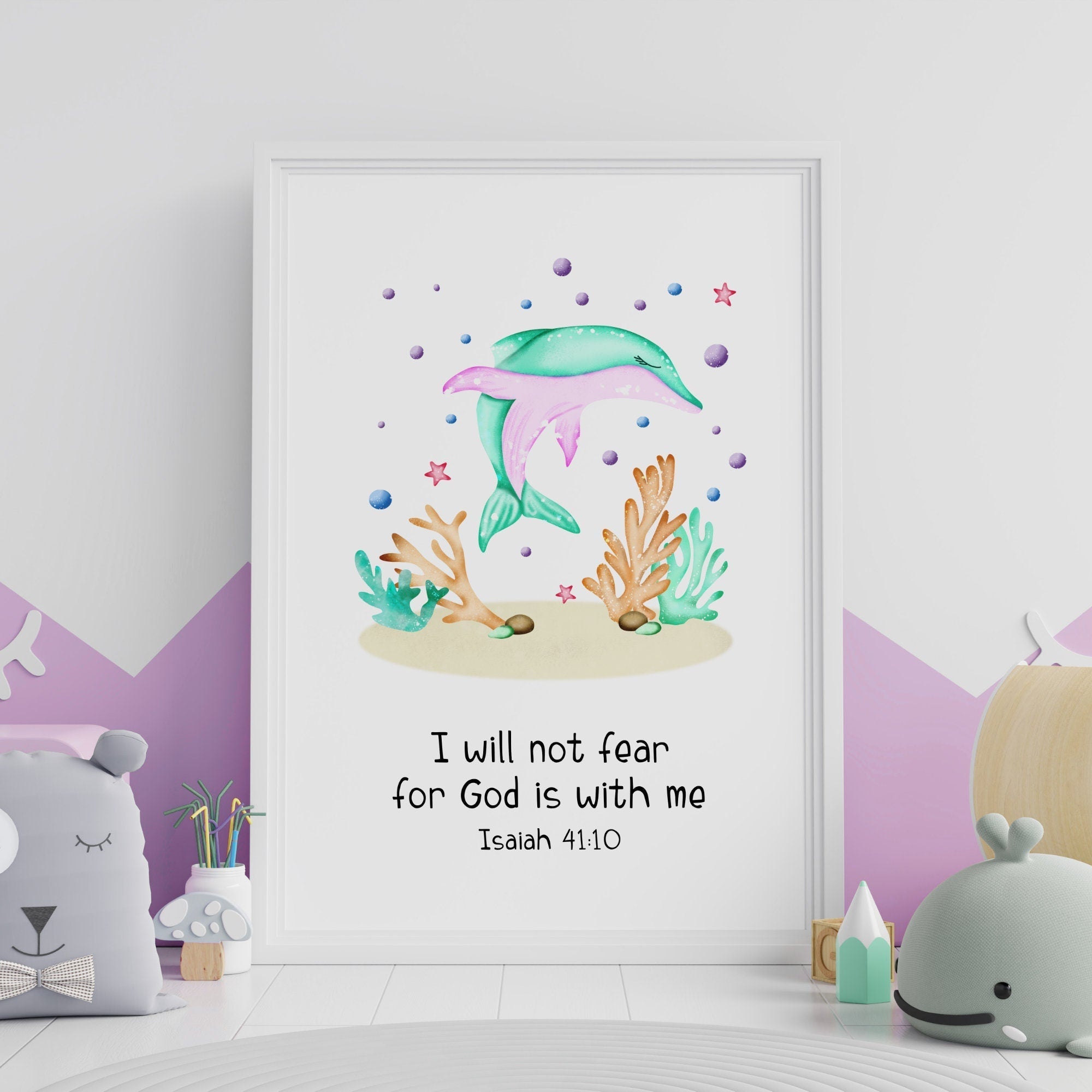 Pink Ocean Bible Verse Nursery Print set - Dolly and Fred Designs