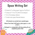 Pink space letter writing set - Dolly and Fred Designs