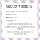 Pink Unicorn Writing Set for Children - Dolly and Fred Designs