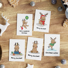 Reindeer Christmas Card Set, Pack of 5 A6 Cards - Dolly and Fred Designs