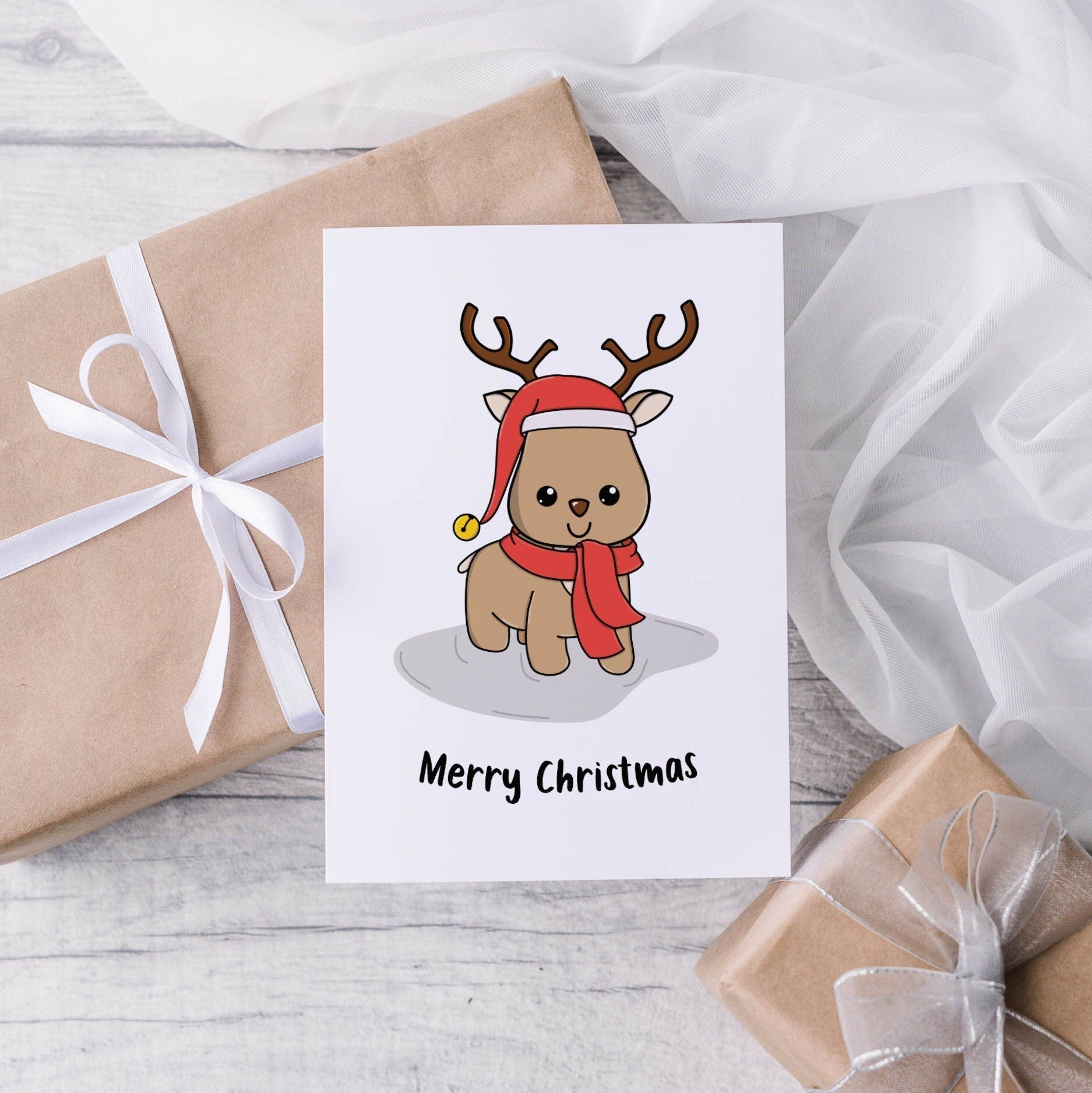 Reindeer Christmas Card Set, Pack of 5 A6 Cards - Dolly and Fred Designs