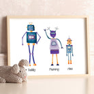 Robot family nursery print - Dolly and Fred Designs