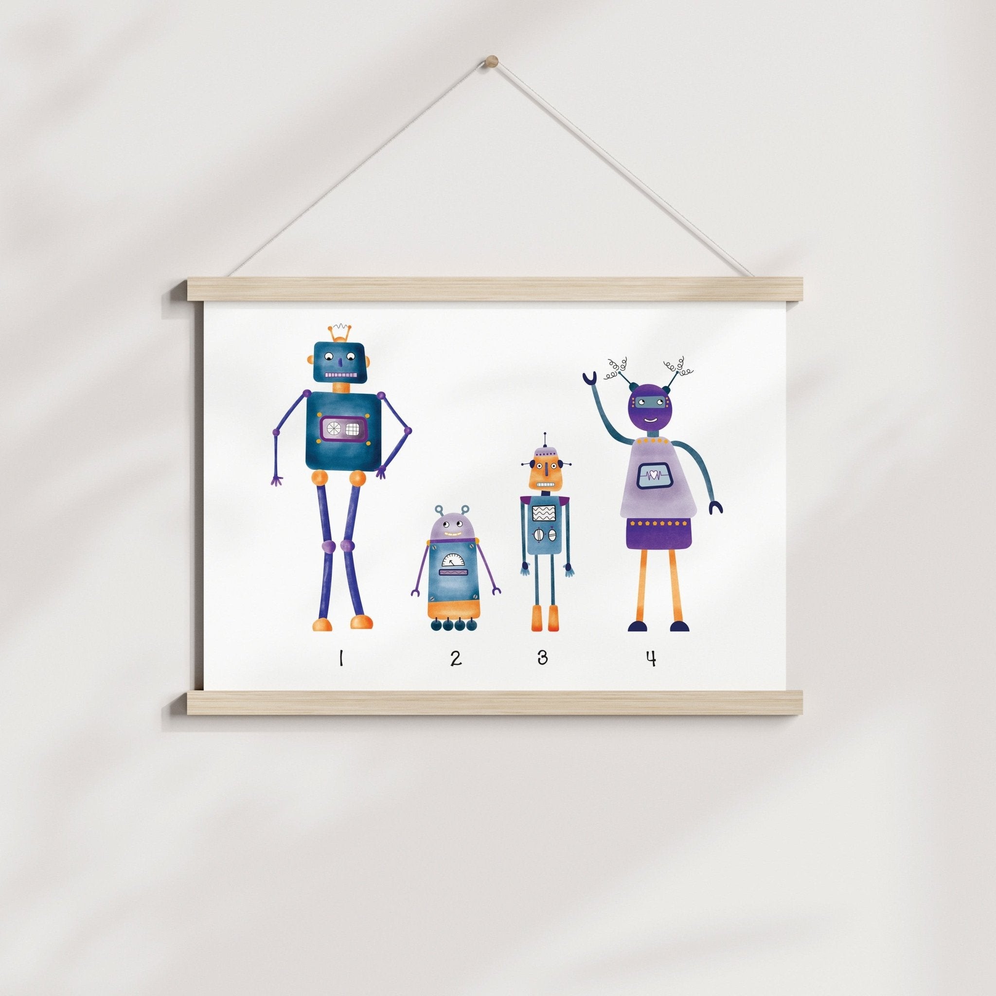 Robot family nursery print - Dolly and Fred Designs