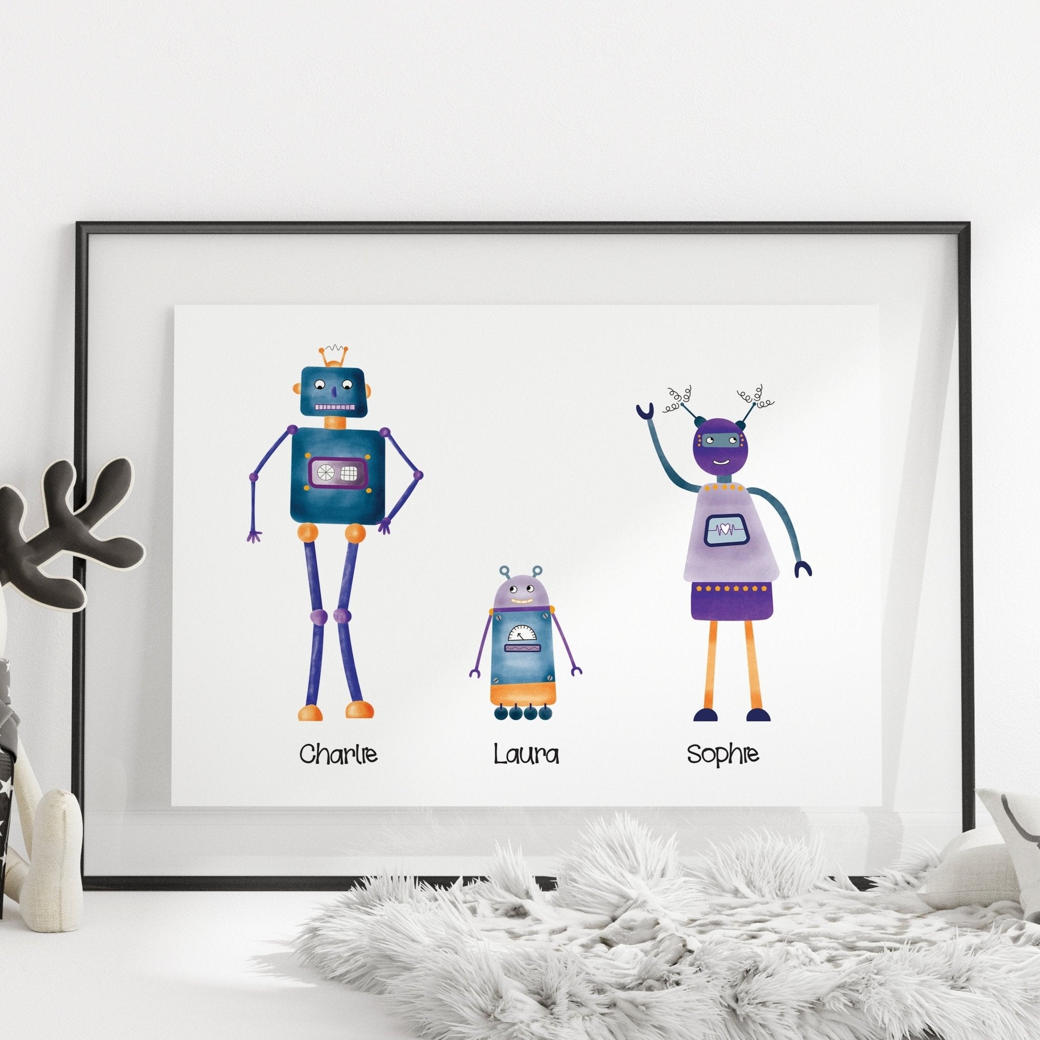 Robot family nursery print - Dolly and Fred Designs