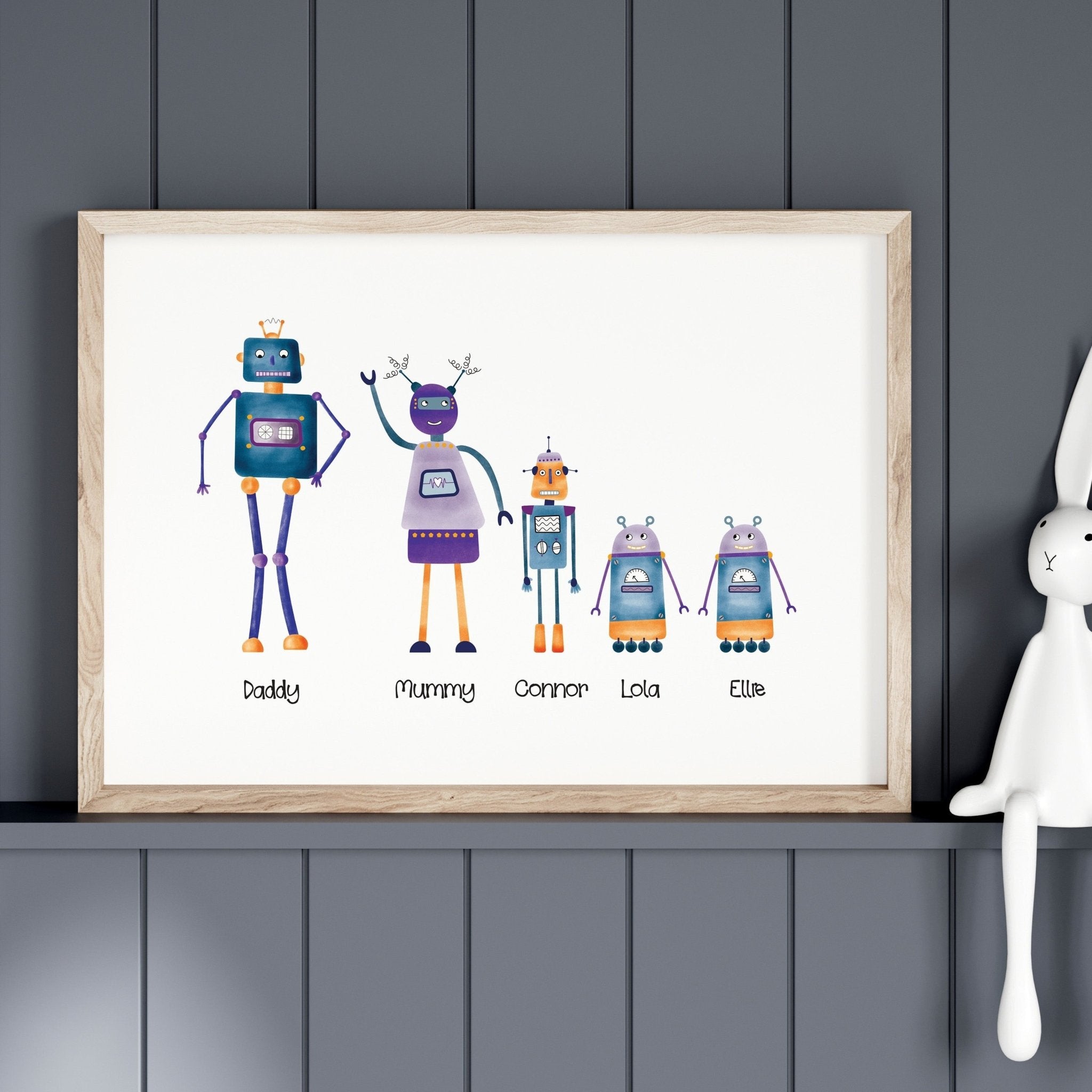 Robot family nursery print - Dolly and Fred Designs