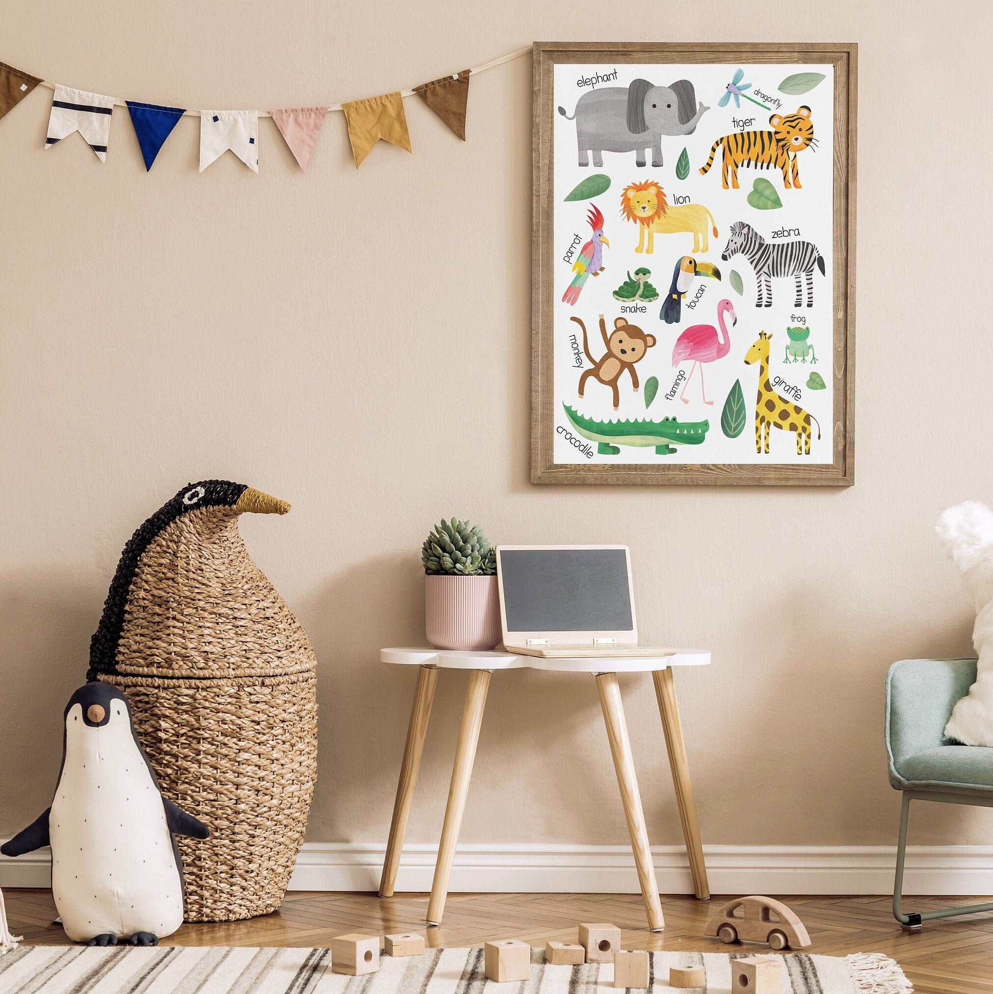 Safari Animal Wall Art for Kids' Room - Dolly and Fred Designs